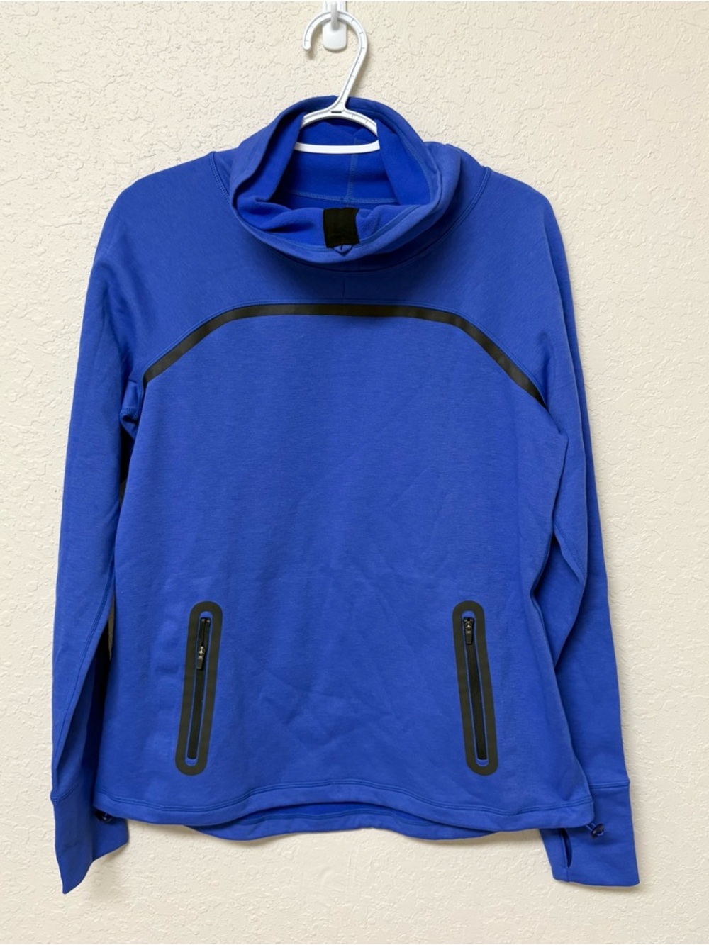 Sweaty Betty Pullover Size M Blue Women's Warm Up Scuba Funnel Neck Long Sleeve